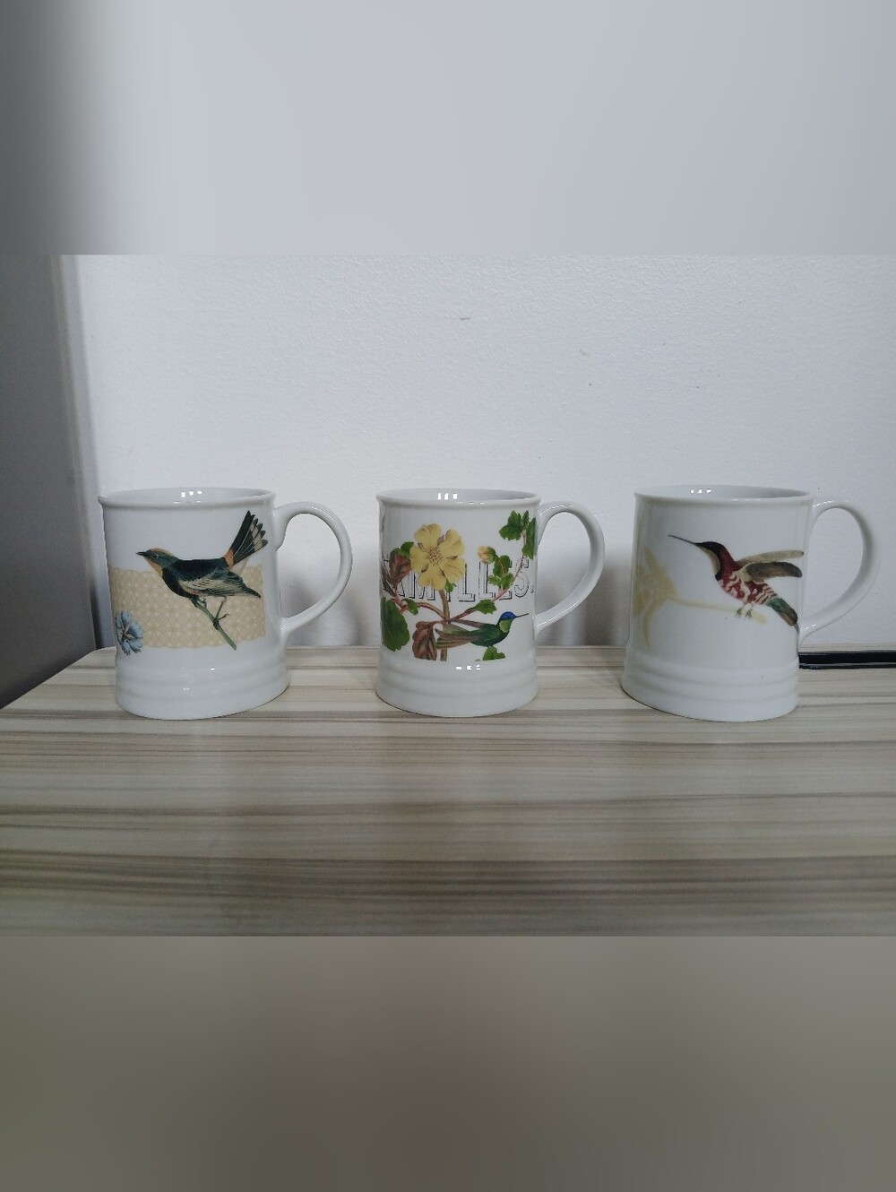 Fringe Studio Ceramic Bird Hummingbird Mugs Set of 3